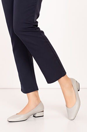 Gondol Hakiki Deri Kısa Topuklu Ayakkabı  vdt.07 - Gri - 34