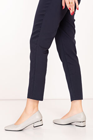 Gondol Hakiki Deri Kısa Topuklu Ayakkabı  vdt.07 - Gri - 34