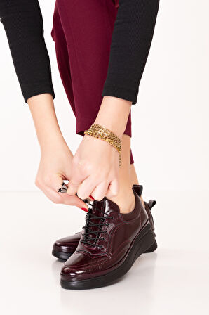 Gondol Hakiki Deri Anatomik Taban Rahat Ayakkabı es.120 - Bordo Rugan - 38