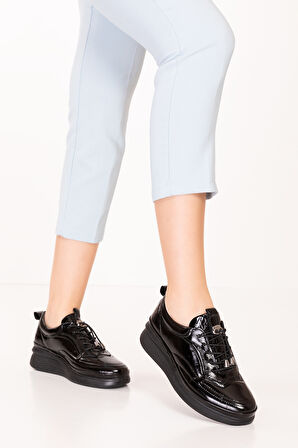 Gondol Hakiki Deri Anatomik Taban Rahat Ayakkabı es.120 - siyah rugan - 37