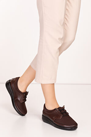 Ebru Comfort Bolle Ortopedik Deri Strech Ayakkabı at.4206 - Kahverengi - 36