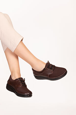 Ebru Comfort Bolle Ortopedik Deri Strech Ayakkabı at.4206 - Kahverengi - 39