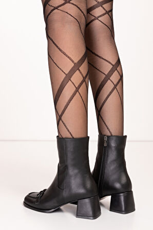 Gondol Kadın Hakiki Deri Kalın Topuklu Şık Bot ss.814 - Siyah - 35