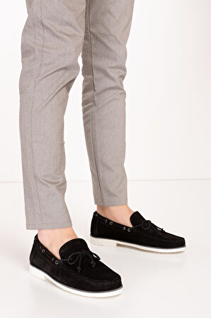 Gondol Erkek Hakiki Deri Hafif Taban Loafer Ayakkabı tx.13361 - Siyah Süet - 43