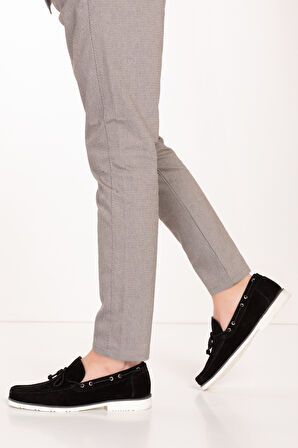 Gondol Erkek Hakiki Deri Hafif Taban Loafer Ayakkabı tx.13361 - Siyah Süet - 43