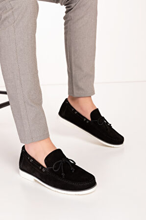 Gondol Erkek Hakiki Deri Hafif Taban Loafer Ayakkabı tx.13361 - Siyah Süet - 43