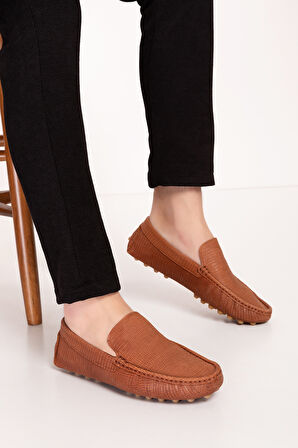Gondol Erkek Hakiki Deri Hafif Taban Loafer Ayakkabı tx.13800 - Taba - 45