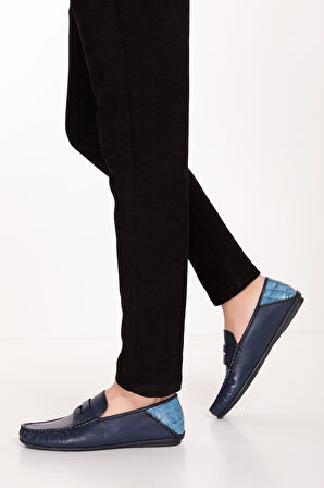 Gondol Erkek Hakiki Deri Hafif Taban Loafer Ayakkabı tx.13023 - Lacivert - 45