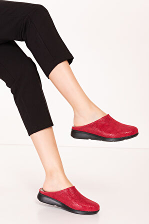 Gondol Hakiki Deri Günlük Rahat Hafif Sabo Gondol Terlik vdt.916 - kırmızı - 41