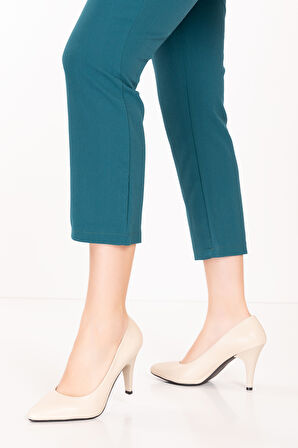 Gondol Hakiki Deri Stiletto-vdt.25 - Krem - 36