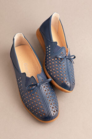 Gondol Hakiki Deri Ortopedik Taban Günlük Ayakkabı   esfa.2605 - Lacivert - 38