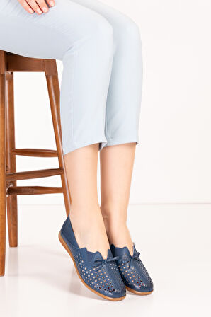 Gondol Hakiki Deri Ortopedik Taban Günlük Ayakkabı   esfa.2605 - Lacivert - 38