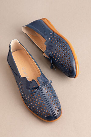 Gondol Hakiki Deri Ortopedik Taban Günlük Ayakkabı   esfa.2605 - Lacivert - 39