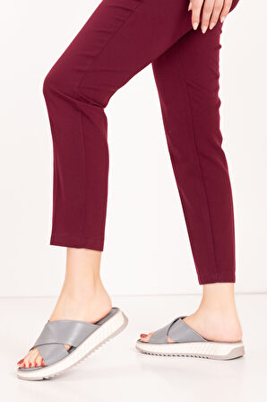 Gondol Hakiki Deri Anatomik Taban Rahat Çapraz Terlik kla.6030 - Gri - 37