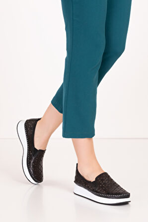 Gondol Hakiki Deri Rahat Yazlık Ayakkabı kla.15 - Siyah - 38