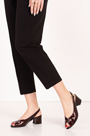 Gondol Kadın Hakiki Deri Klasik Topuklu Ayakkabı vdt.30 - Bordo Rugan - 37