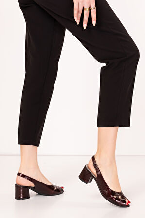 Gondol Kadın Hakiki Deri Klasik Topuklu Ayakkabı vdt.30 - Bordo Rugan - 42