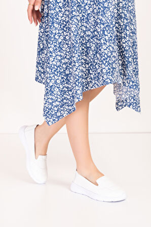 Gondol Içi Dışı Hakiki Deri Faylon Taban Hafif Babet Ayakkabı sc.1210 - Beyaz - 37