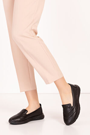 Gondol Içi Dışı Hakiki Deri Faylon Taban Hafif Babet Ayakkabı sc.1210 - Siyah - 37