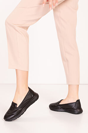 Gondol Içi Dışı Hakiki Deri Faylon Taban Hafif Babet Ayakkabı sc.1210 - Siyah - 38