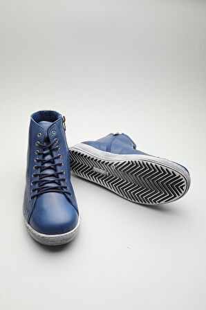 Gondol Hakiki Deri Günlük Hafif Yumuşak Spor Bot zx.1152 - Mavi - 37