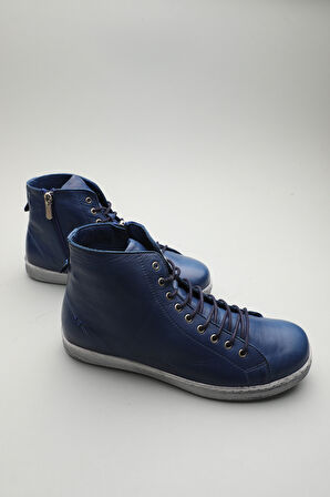 Gondol Hakiki Deri Günlük Hafif Yumuşak Spor Bot zx.1152 - Mavi - 37