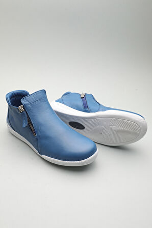 Gondol Hakiki Deri Günlük Hafif Yumuşak Spor Bot zx.1130 - Mavi - 38