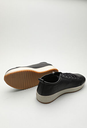 Gondol Hakiki Deri Günlük Rahat Fermuarlı Yazlık Ayakkabı zx.2402 - Siyah - 41