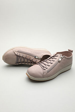 Gondol Hakiki Deri Günlük Rahat Fermuarlı Yazlık Ayakkabı zx.2403 - Gri - 38