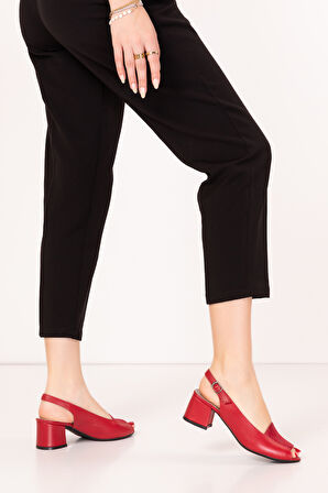 Gondol Kadın Hakiki Deri Klasik Topuklu Ayakkabı vdt.219 - kırmızı - 41