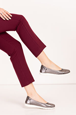 Gondol Kadın Hakiki Deri Tüy Kadar Hafif Günlük Rahat Babet usl.2026 - Platin - 36