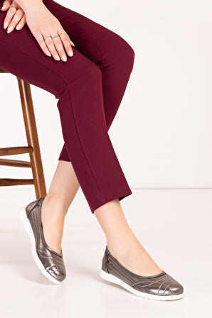 Gondol Kadın Hakiki Deri Tüy Kadar Hafif Günlük Rahat Babet usl.2026 - Platin - 38