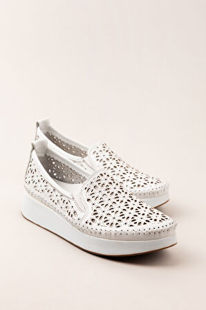 Gondol Hakiki Deri Rahat Yazlık Ayakkabı kla.15 - Beyaz - 39