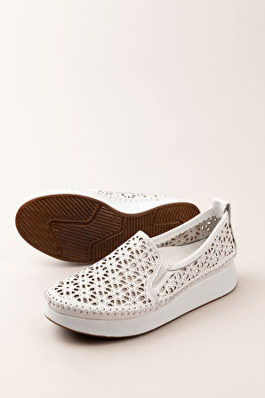 Gondol Hakiki Deri Rahat Yazlık Ayakkabı kla.15 - Beyaz - 39