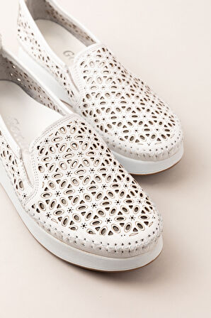 Gondol Hakiki Deri Rahat Yazlık Ayakkabı kla.15 - Beyaz - 39