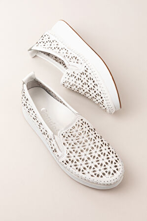 Gondol Hakiki Deri Rahat Yazlık Ayakkabı kla.15 - Beyaz - 39