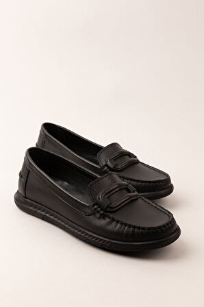 Gondol Kadın Hakiki Deri Günlük Rahat Klasik Ayakkabı hl.24105 - Siyah - 37