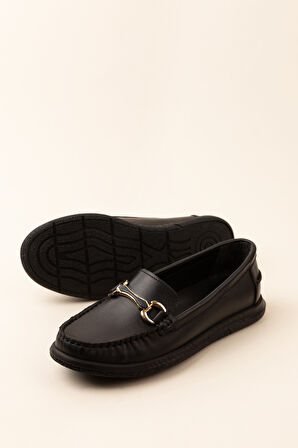 Gondol Kadın Hakiki Deri Günlük Rahat Klasik Ayakkabı hl.24103 - Siyah - 37