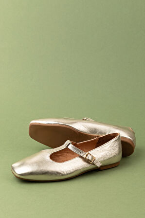 Gondol Hakiki Deri Günlük Klasik Babet Ln.4409 - Gold - 38