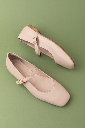 Gondol Hakiki Deri Günlük Klasik Tek Bant Babet Ln.4410 - Bej - 41