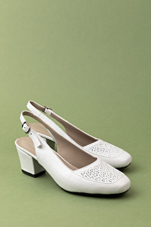 Gondol Kadın Hakiki Deri Klasik Topuklu Ayakkabı vdt.63 - Beyaz - 40