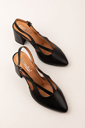 Gondol Kadın Hakiki Deri Şık Kalın Topkulu Ayakkabı anl.3361 - Siyah - 38