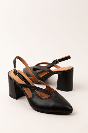 Gondol Kadın Hakiki Deri Şık Kalın Topkulu Ayakkabı anl.3361 - Siyah - 38