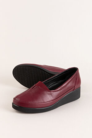 Gondol İçi Dışı Hakiki Deri Yumuşak Dokulu Günlük Ayakkabı ndr.101 - Bordo - 37