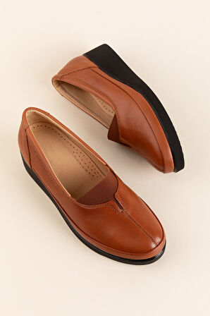 Gondol İçi Dışı Hakiki Deri Yumuşak Dokulu Günlük Ayakkabı ndr.101 - Taba - 41