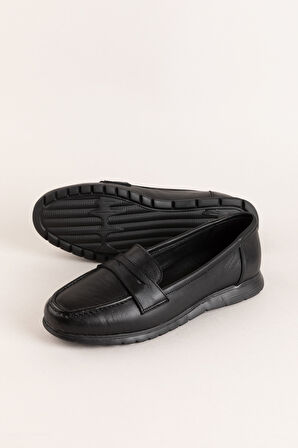 Gondol Kadın Hakiki Deri Tüy Kadar Hafif Loafer usl.2027 - Siyah - 36