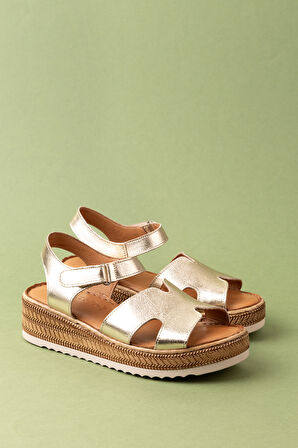 Gondol Hakiki Deri Anatomik Yumuşak Taban Rahat Sandalet irm.100 - Gold - 39