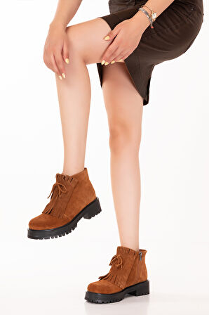 Gondol Hakiki Deri Kauçuk Taban Şık Bot Bellora - Taba Süet - 36