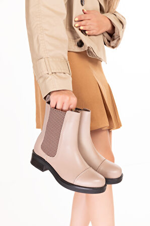 Gondol Hakiki Deri Lastikli Çekme Bot Belen - Bej - 40