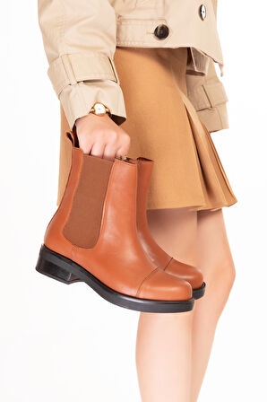 Gondol Hakiki Deri Lastikli Çekme Bot Belen - Taba - 40